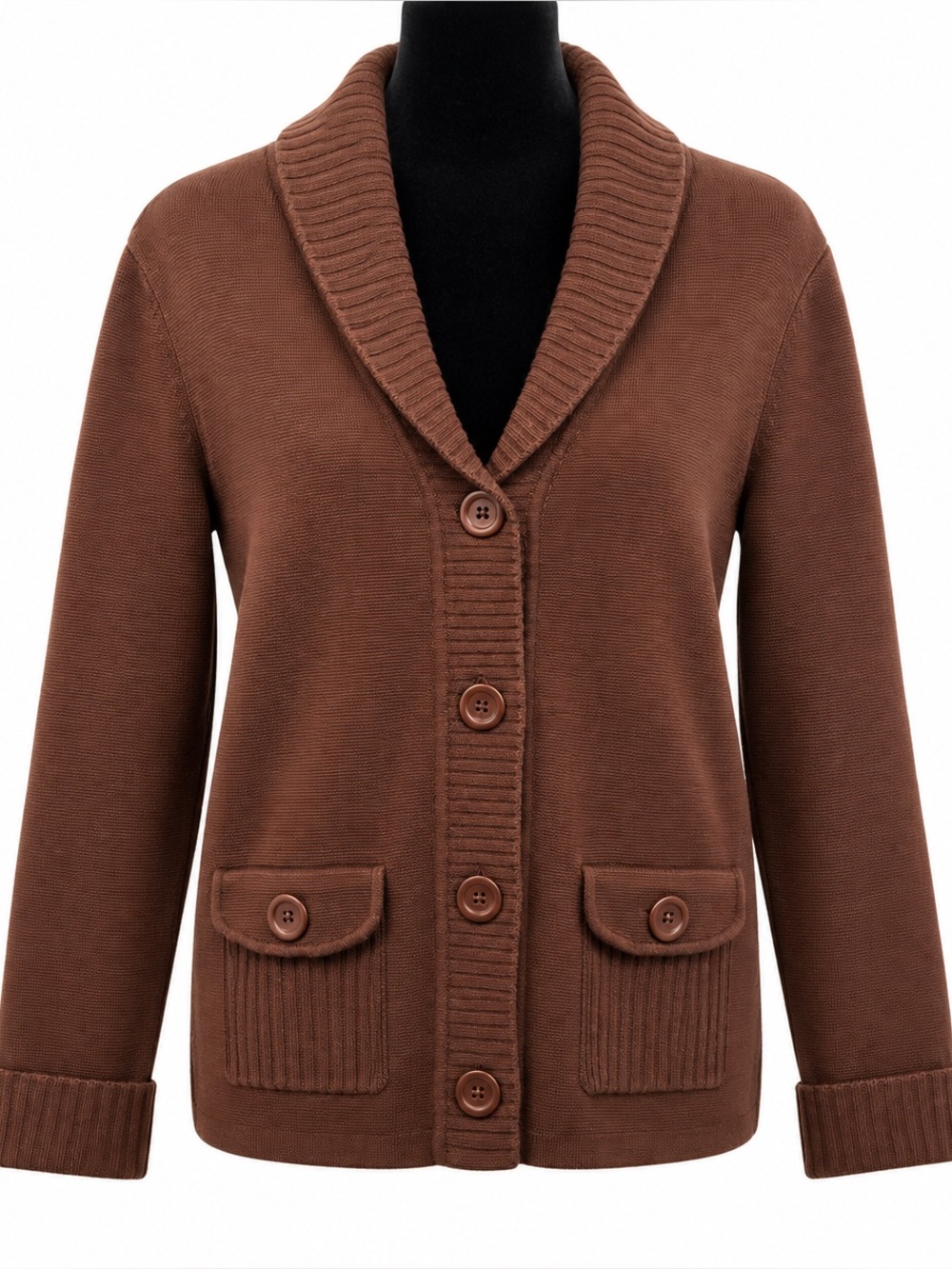 Kate Hill Chocolate Button-Up Cardigan